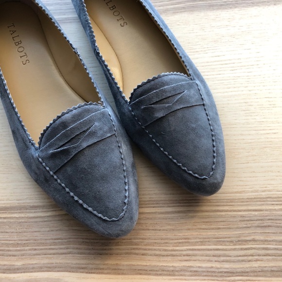 Talbots Gray Francesca Suede Pointed Toe Flats - Picture 2 of 6
